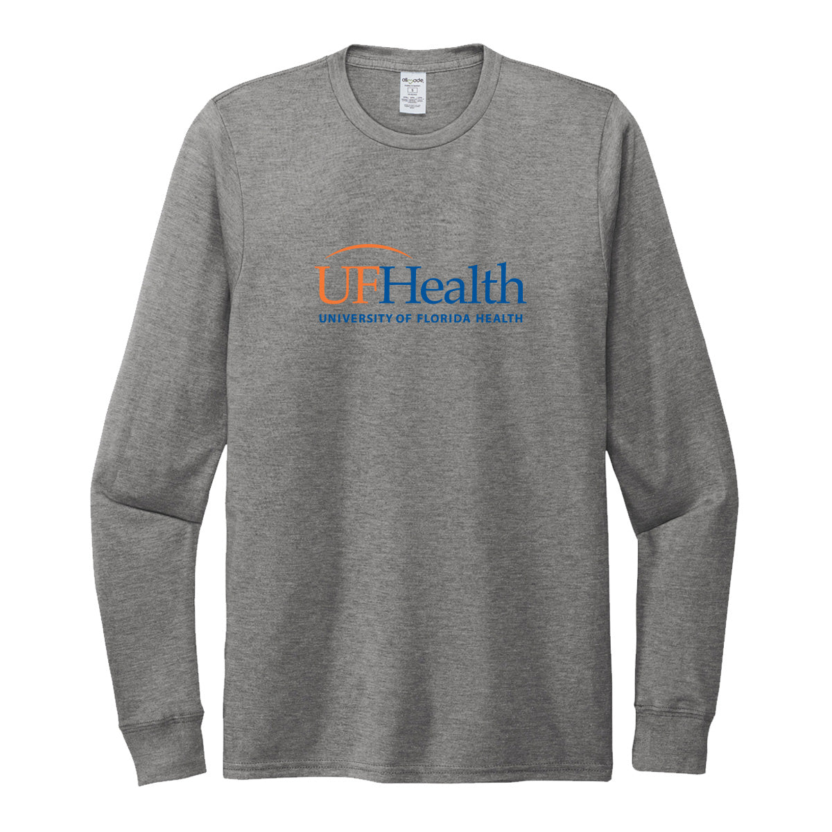 Full Front Blue Orange Logo Allmade® Unisex Tri-Blend Long Sleeve Tee