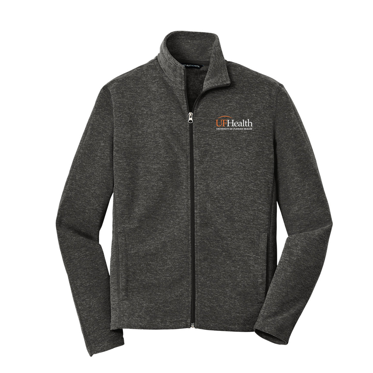 White Logo Port Authority® Heather Microfleece Full-Zip Jacket
