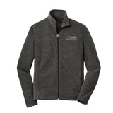 White Logo Port Authority® Heather Microfleece Full-Zip Jacket