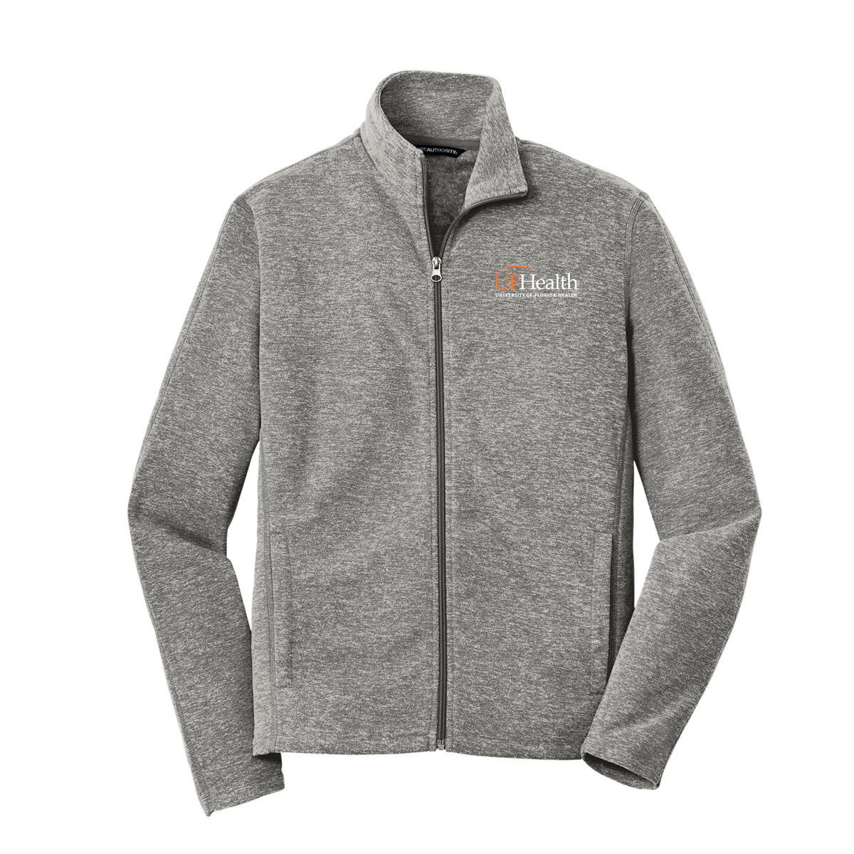 White Logo Port Authority® Heather Microfleece Full-Zip Jacket