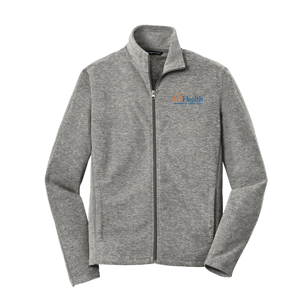 Blue & Orange Logo Port Authority® Heather Microfleece Full-Zip Jacket