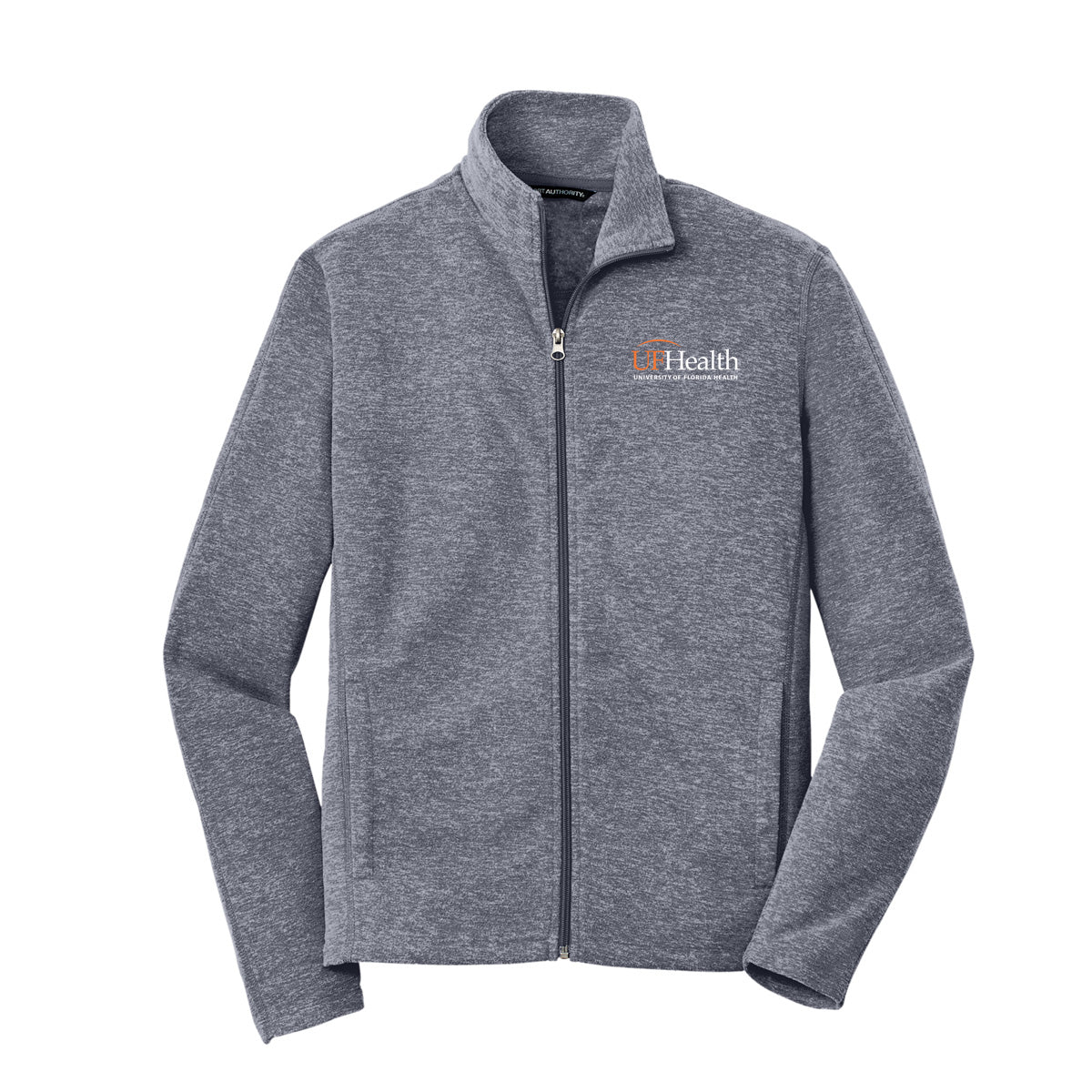 White Logo Port Authority® Heather Microfleece Full-Zip Jacket