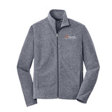 White Logo Port Authority® Heather Microfleece Full-Zip Jacket