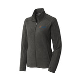 Navy Orange Logo Port Authority® Women's Heather Microfleece Full-Zip Jacket