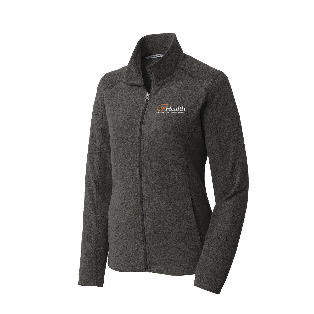 White Logo Port Authority® Women's Heather Microfleece Full-Zip Jacket