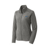 Navy Orange Logo Port Authority® Women's Heather Microfleece Full-Zip Jacket