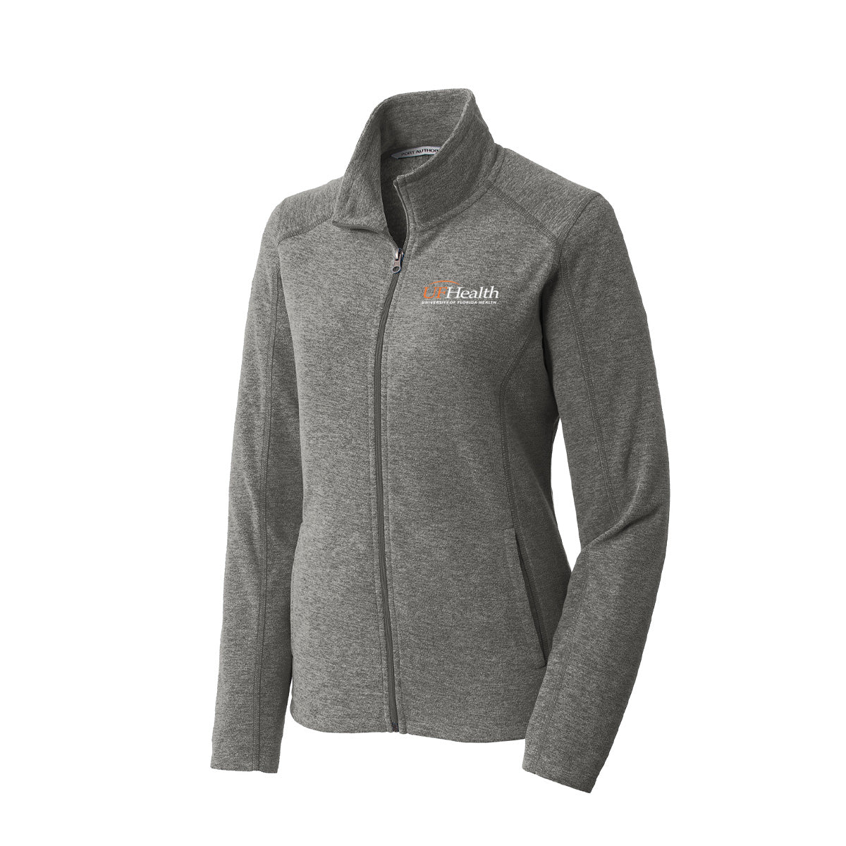 White Logo Port Authority® Women's Heather Microfleece Full-Zip Jacket