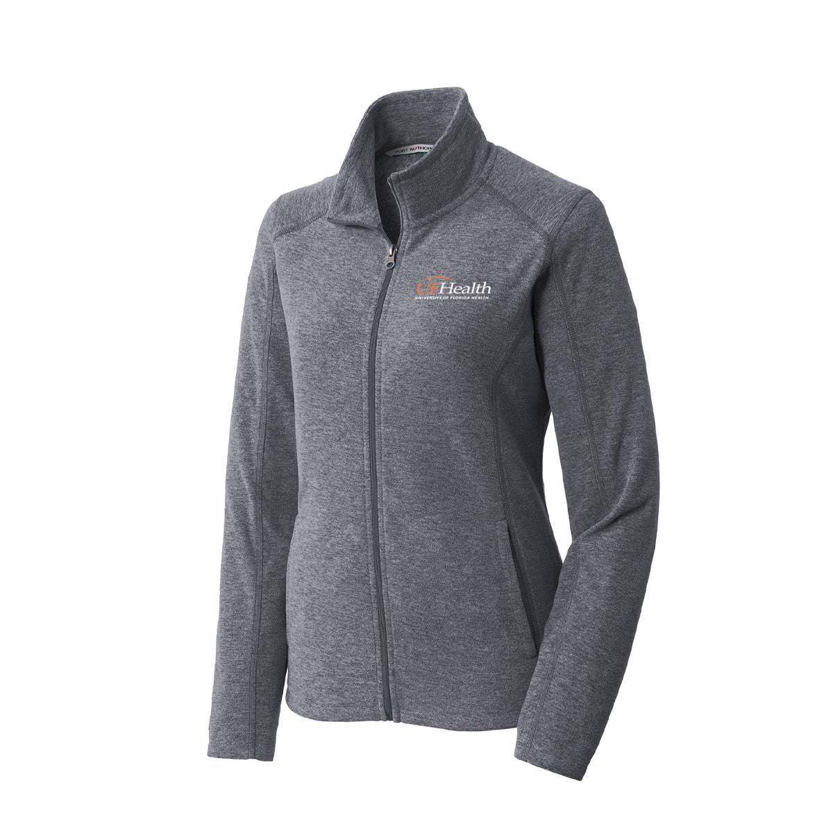 White Logo Port Authority® Women's Heather Microfleece Full-Zip Jacket