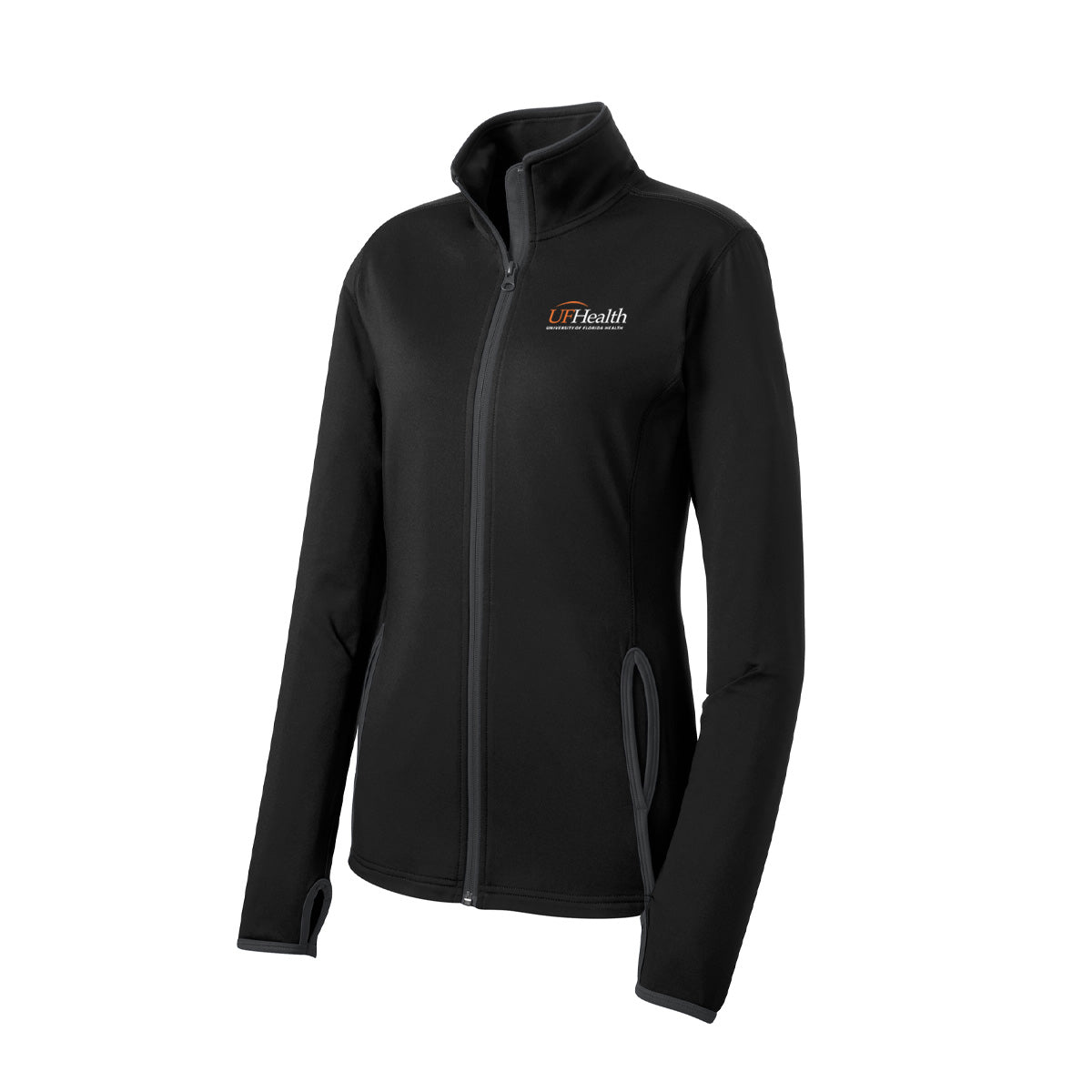 White and orange color logo - Sport-Tek® Women's Sport-Wick® Stretch Contrast Full-Zip Jacket