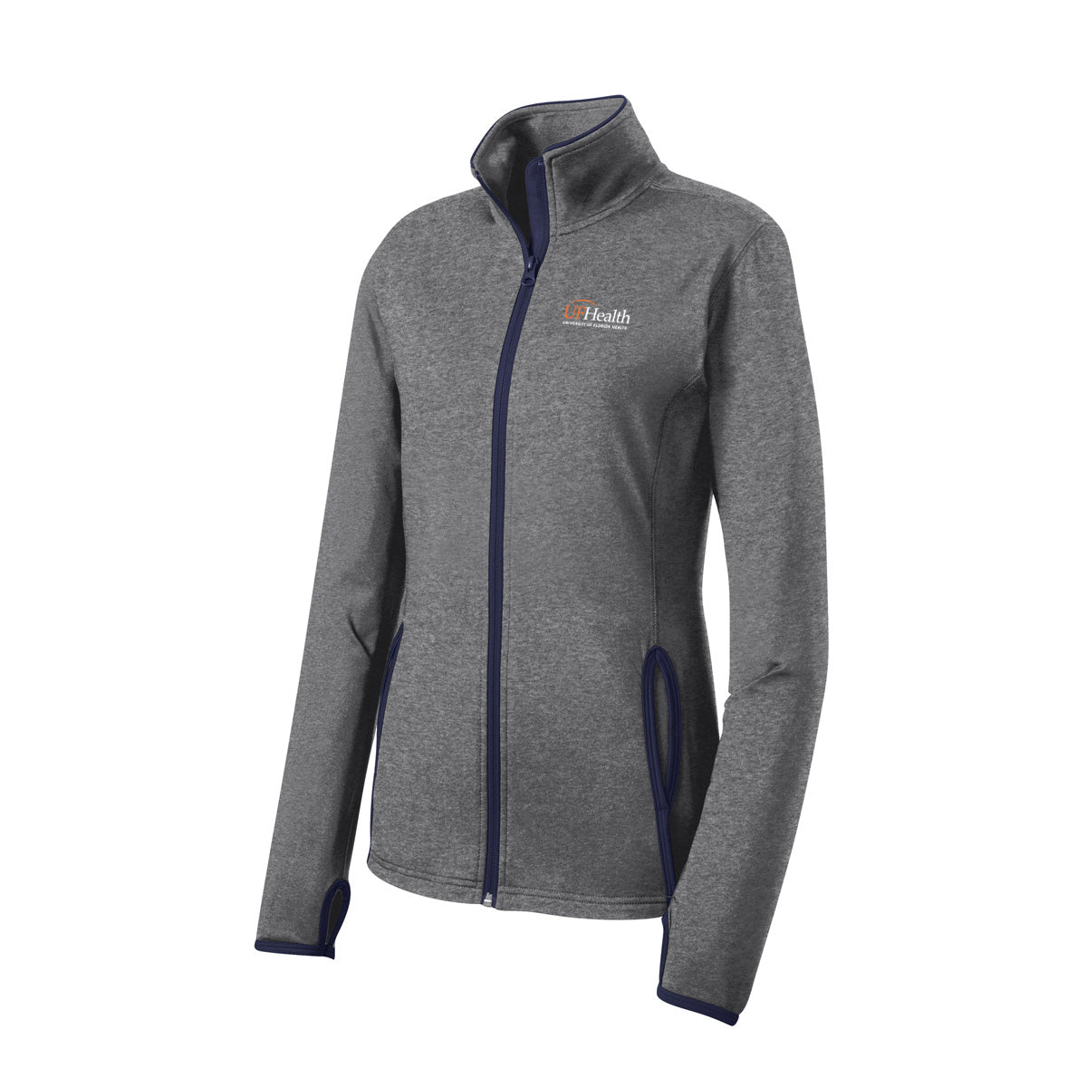 White and orange color logo - Sport-Tek® Women's Sport-Wick® Stretch Contrast Full-Zip Jacket