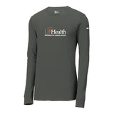 White Orange Front Logo - Nike Dri-FIT Cotton/Poly Long Sleeve Tee