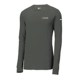 White Orange Left Chest Logo - Nike Dri-FIT Cotton/Poly Long Sleeve Tee