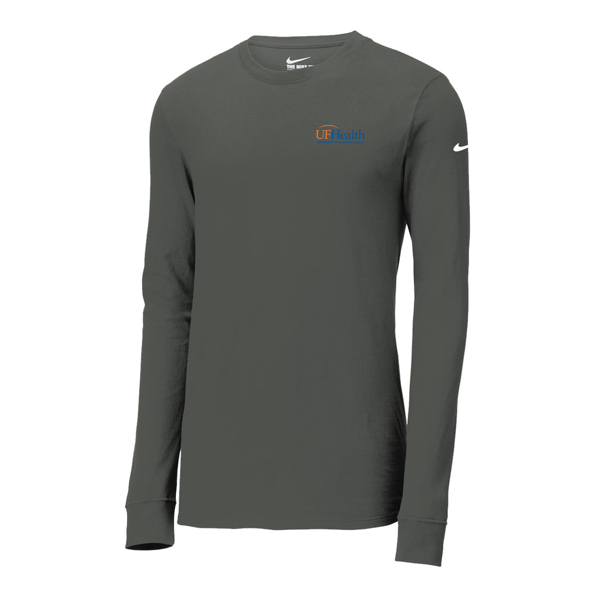 Blue Orange Left Chest Logo - Nike Dri-FIT Cotton/Poly Long Sleeve Tee