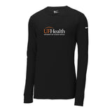 White Orange Front Logo - Nike Dri-FIT Cotton/Poly Long Sleeve Tee
