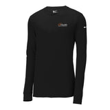 White Orange Left Chest Logo - Nike Dri-FIT Cotton/Poly Long Sleeve Tee