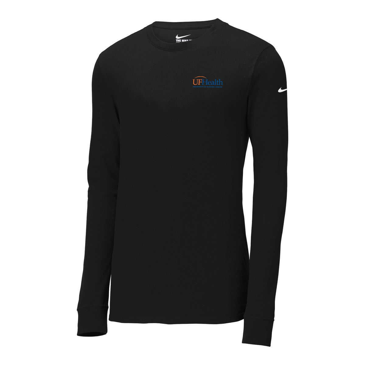 Blue Orange Left Chest Logo - Nike Dri-FIT Cotton/Poly Long Sleeve Tee