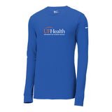 White Orange Front Logo - Nike Dri-FIT Cotton/Poly Long Sleeve Tee