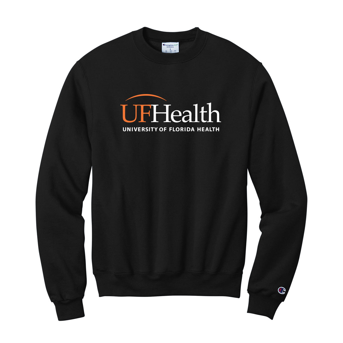 White and Orange Front logo - Champion® Powerblend® Crewneck Sweatshirt