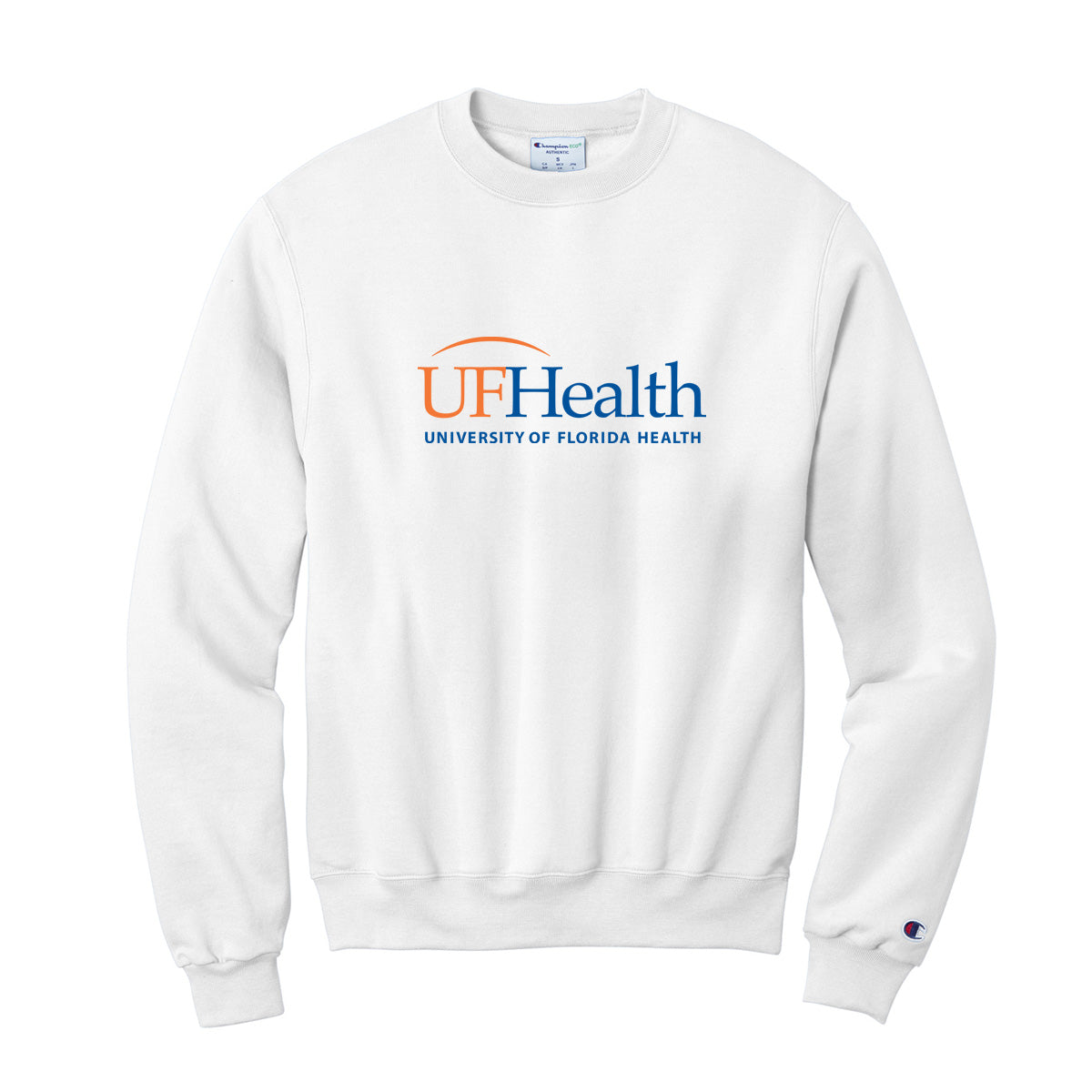 Blue and Orange Front logo - Champion® Powerblend® Crewneck Sweatshirt