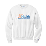 Blue and Orange Front logo - Champion® Powerblend® Crewneck Sweatshirt