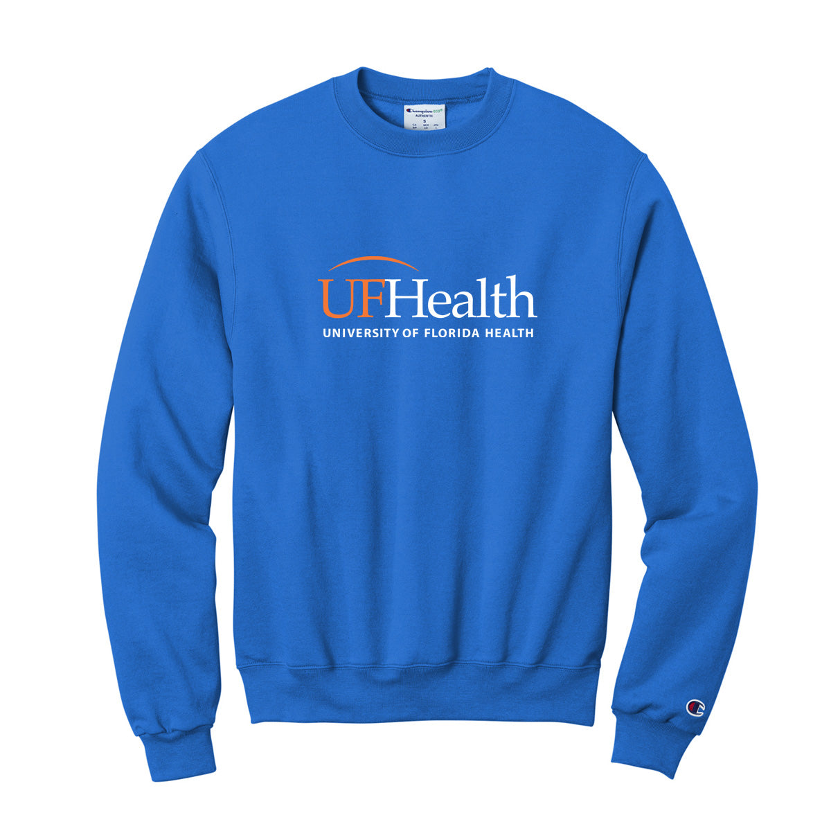 White and Orange Front logo - Champion® Powerblend® Crewneck Sweatshirt