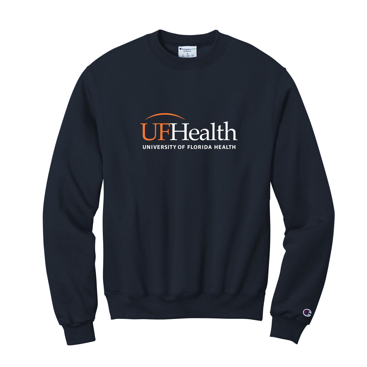 White and Orange Front logo - Champion® Powerblend® Crewneck Sweatshirt