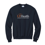 White and Orange Front logo - Champion® Powerblend® Crewneck Sweatshirt