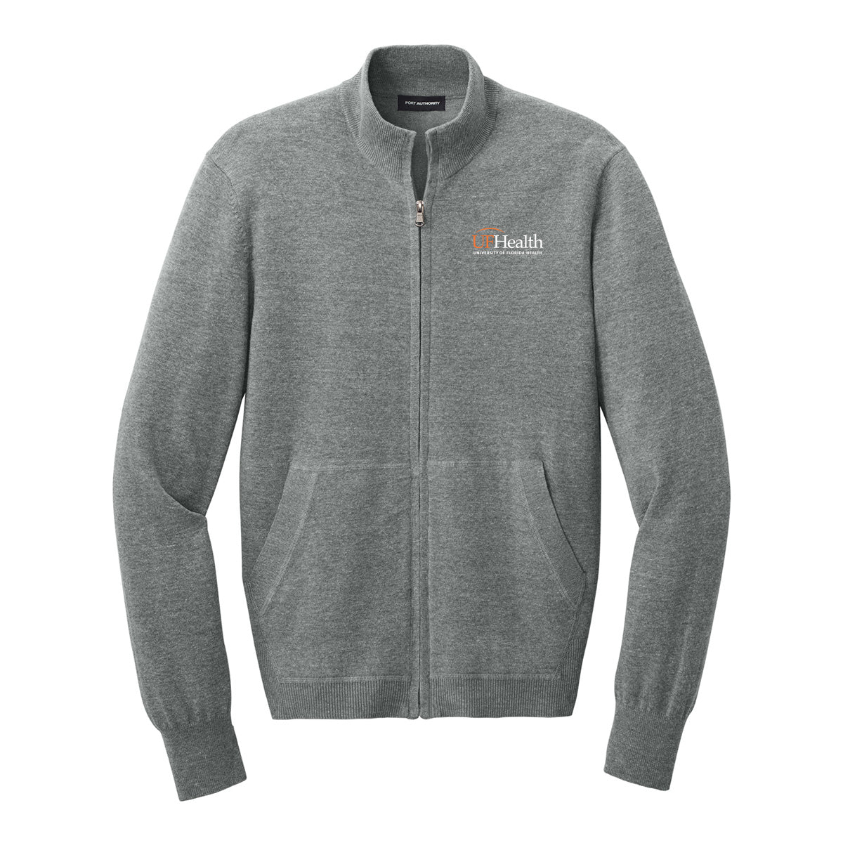 White and Orange Logo - Port Authority® Easy Care Full-Zip Sweater