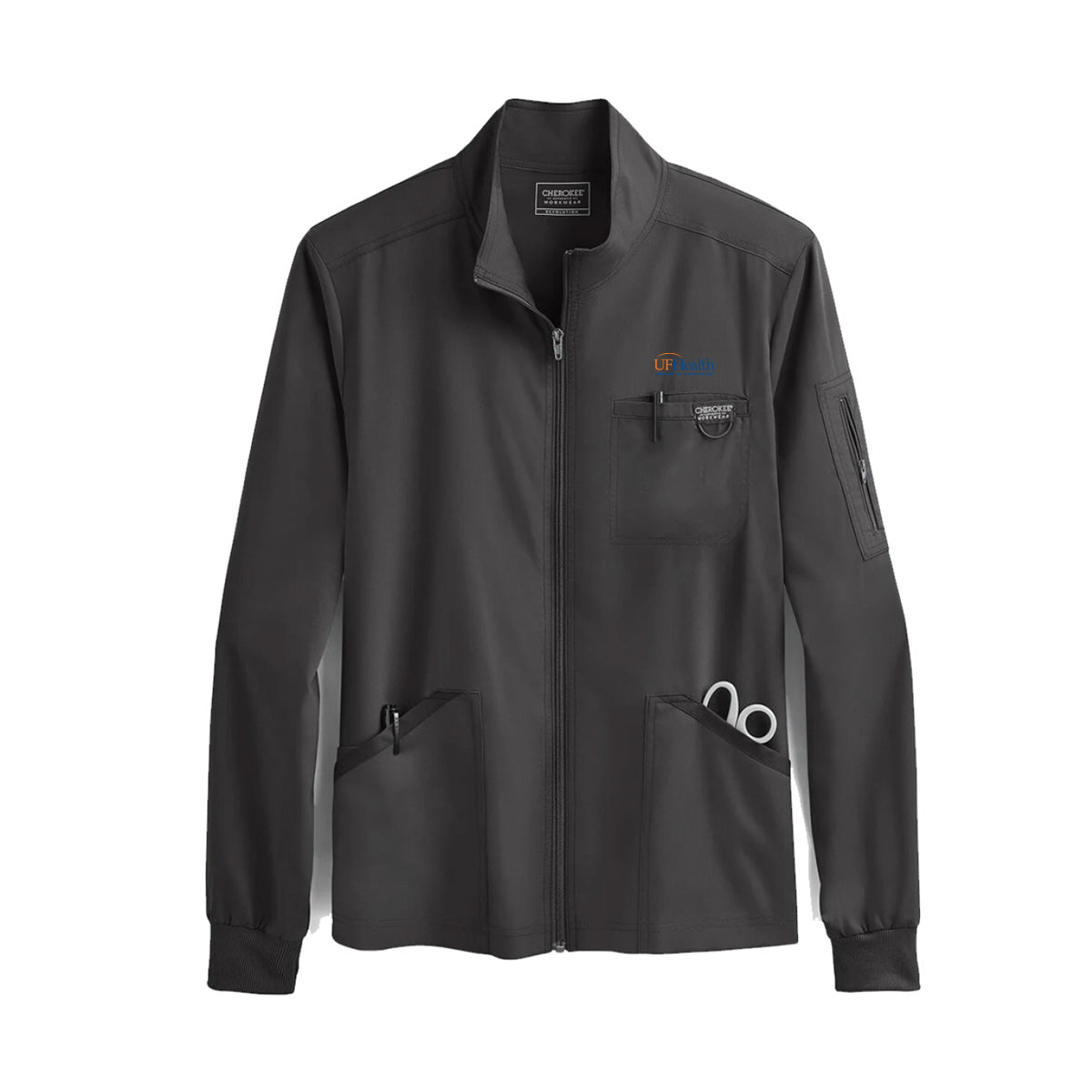 Blue Orange Logo - Men's Zip Up Solid Scrub Jacket