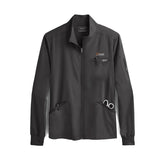White Orange Logo - Men's Zip Up Solid Scrub Jacket