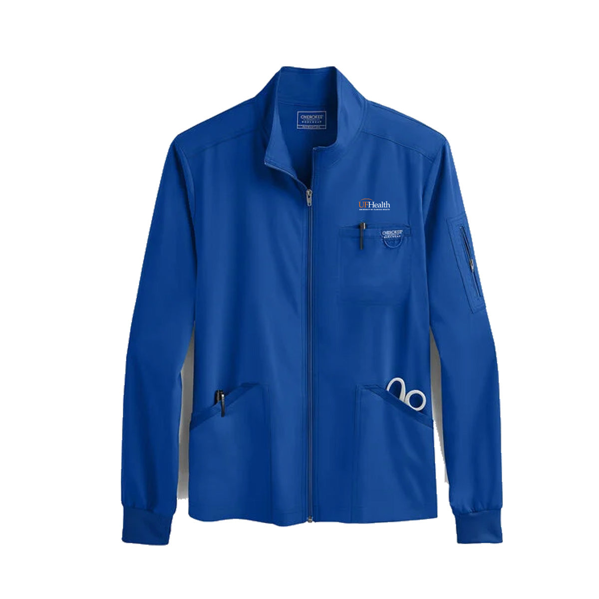 White Orange Logo - Men's Zip Up Solid Scrub Jacket
