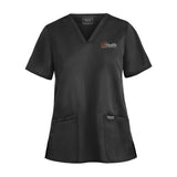 Orange White Logo - Cherokee Workwear Revolution Women's 3-Pocket STRETCH V-Neck Scrub Top