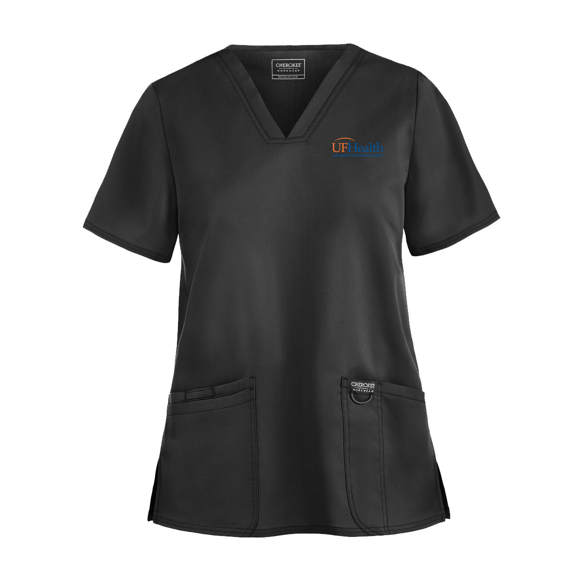 Blue Orange Logo - Cherokee Workwear Revolution Women's 3-Pocket STRETCH V-Neck Scrub Top