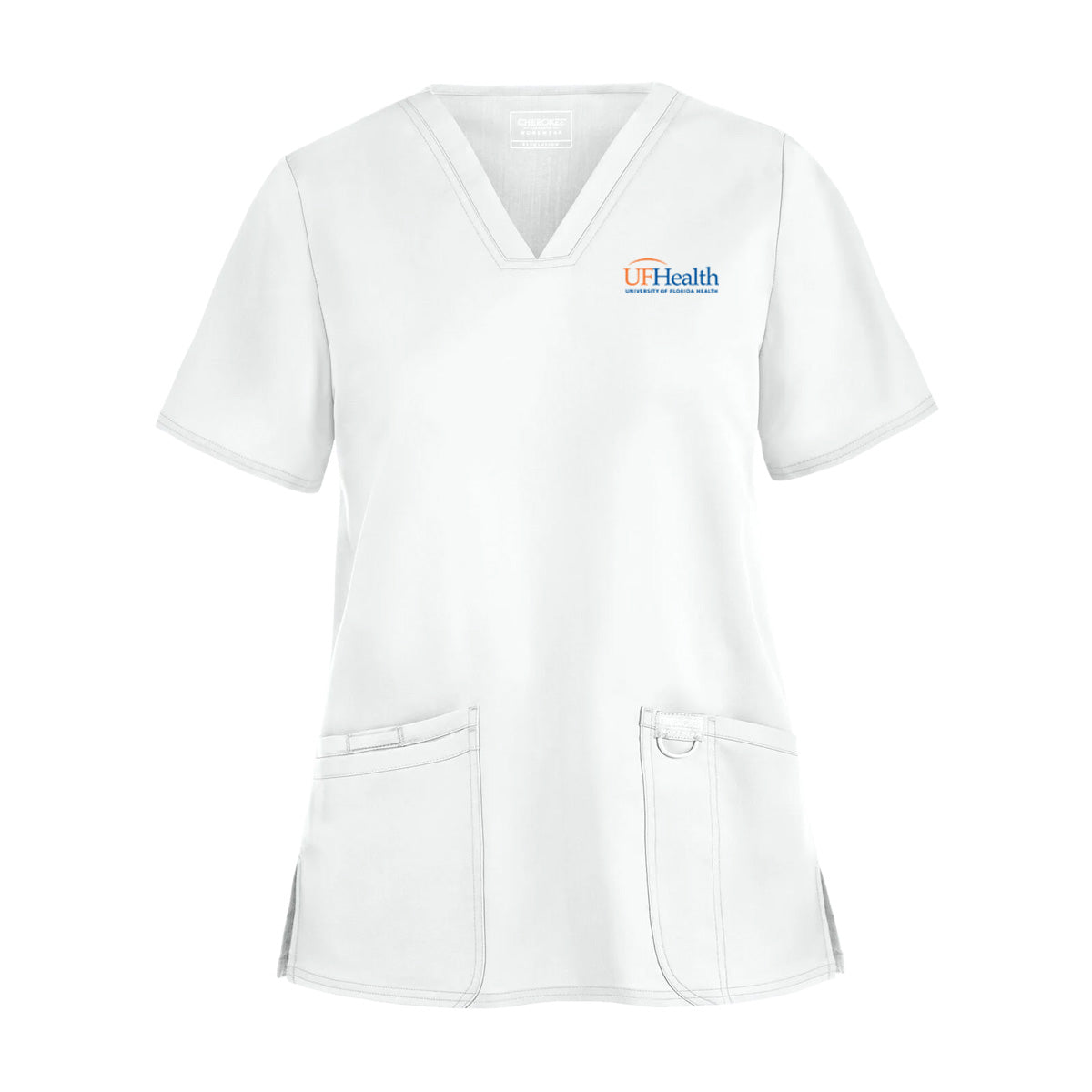 Blue Orange Logo - Cherokee Workwear Revolution Women's 3-Pocket STRETCH V-Neck Scrub Top