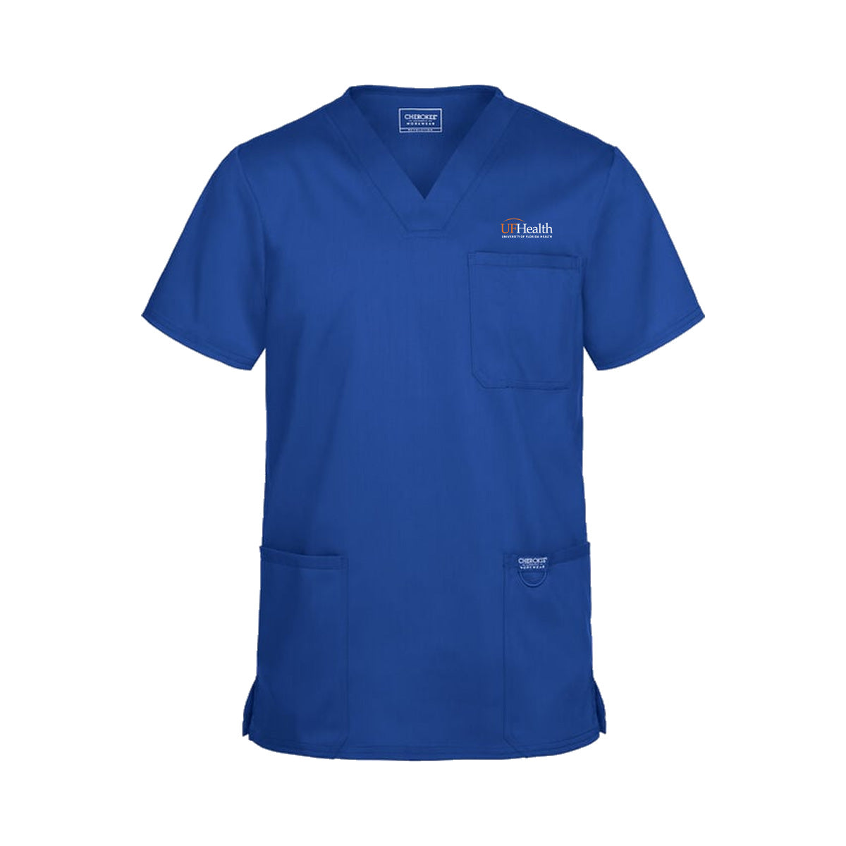 White Orange Logo - Cherokee Workwear Revolution Men's 3-Pocket STRETCH V-Neck Scrub Top